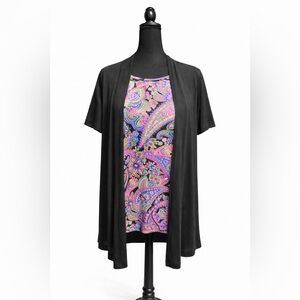 JM Collection Layered Look Paisley Tunic Top XL